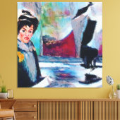  vrouwenportret met Abstracte achtergrond Canvas Afdruk (Insitu (Woonkamer))