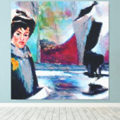  vrouwenportret met Abstracte achtergrond Canvas Afdruk (Insitu (Houten vloer))