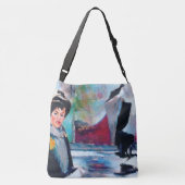 vrouwenportret met Abstracte achtergrond Crossbody Tas (Achterkant)