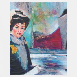  vrouwenportret met Abstracte achtergrond Fleece Deken