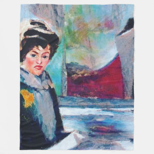 vrouwenportret met Abstracte achtergrond Fleece Deken