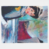  vrouwenportret met Abstracte achtergrond Fleece Deken (Voorkant (Horizontaal))