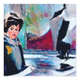 vrouwenportret met Abstracte achtergrond Foto Afdruk