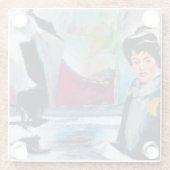 vrouwenportret met Abstracte achtergrond Glazen Onderzetter (Achterkant)