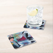  vrouwenportret met Abstracte achtergrond Kartonnen Onderzetters (Insitu)