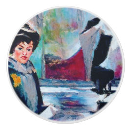  vrouwenportret met Abstracte achtergrond Keramische Knop