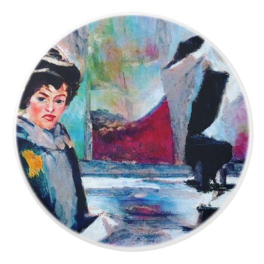  vrouwenportret met Abstracte achtergrond Keramische Knop (Voorkant)