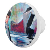  vrouwenportret met Abstracte achtergrond Keramische Knop (Rechts)