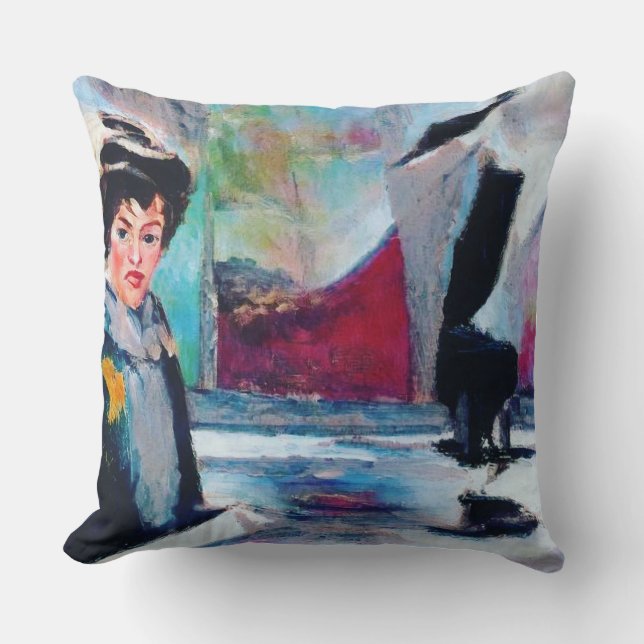  vrouwenportret met Abstracte achtergrond Kussen (Voorkant)