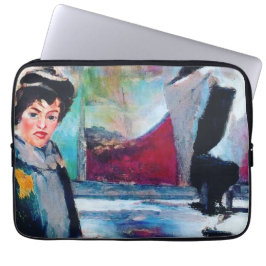  vrouwenportret met Abstracte achtergrond Laptop Sleeve