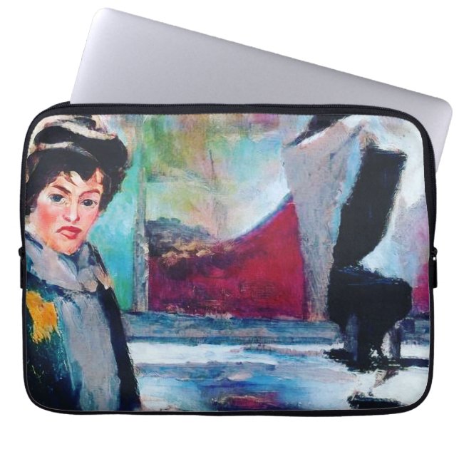  vrouwenportret met Abstracte achtergrond Laptop Sleeve (Voorkant)