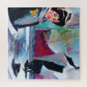 vrouwenportret met Abstracte achtergrond Legpuzzel (Horizontaal)