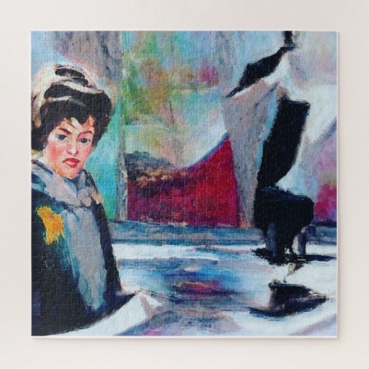 vrouwenportret met Abstracte achtergrond Legpuzzel (Verticaal)