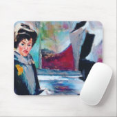  vrouwenportret met Abstracte achtergrond Muismat (Met muis)
