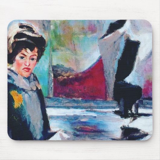 vrouwenportret met Abstracte achtergrond Muismat (Voorkant)
