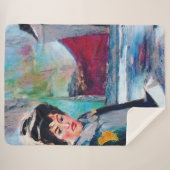 vrouwenportret met Abstracte achtergrond Sherpa Deken (Voorkant (horizontaal))