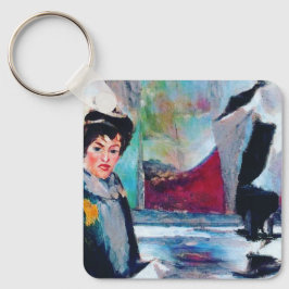  vrouwenportret met Abstracte achtergrond Sleutelhanger