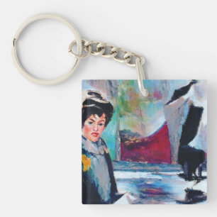  vrouwenportret met Abstracte achtergrond Sleutelhanger