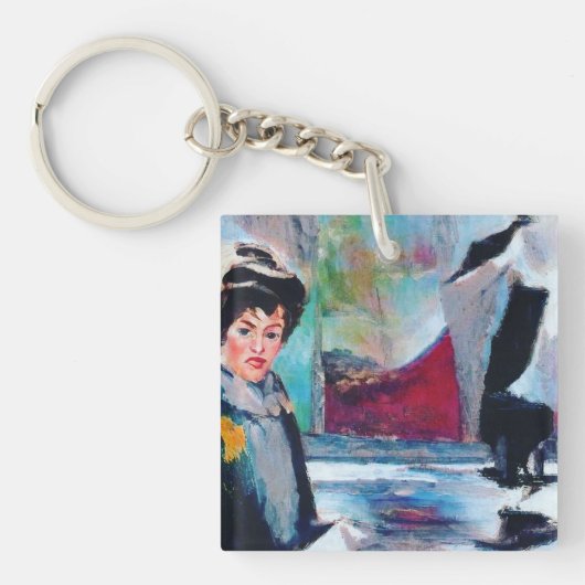 vrouwenportret met Abstracte achtergrond Sleutelhanger (Voorkant)