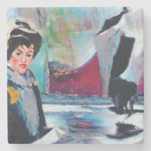 vrouwenportret met Abstracte achtergrond Stenen Onderzetter
