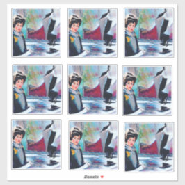  vrouwenportret met Abstracte achtergrond Sticker