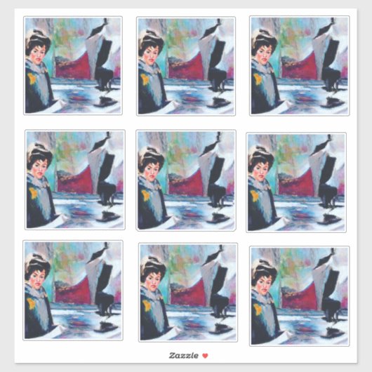  vrouwenportret met Abstracte achtergrond Sticker (Vel)