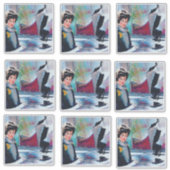  vrouwenportret met Abstracte achtergrond Sticker (Voorkant)