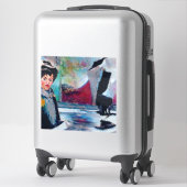  vrouwenportret met Abstracte achtergrond Sticker (Koffer)