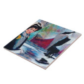  vrouwenportret met Abstracte achtergrond Tegeltje (Zijkant)