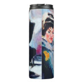 vrouwenportret met Abstracte achtergrond Thermosbeker (Achterkant)