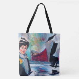 vrouwenportret met Abstracte achtergrond Tote Bag