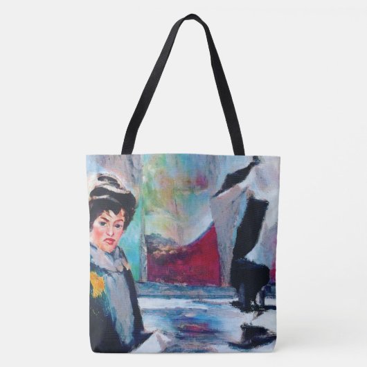 vrouwenportret met Abstracte achtergrond Tote Bag (Voorkant)