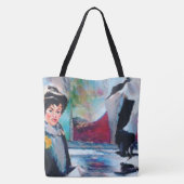 vrouwenportret met Abstracte achtergrond Tote Bag (Achterkant)