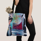 vrouwenportret met Abstracte achtergrond Tote Bag (Dichtbij)
