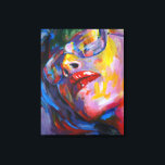 vrouwenportret met glas canvas afdruk<br><div class="desc">kleurrijk,  hedendaags portret,  het geeft energie aan je muur door middel van kleuren</div>