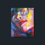 vrouwenportret met glas canvas afdruk<br><div class="desc">kleurrijk,  hedendaags portret,  het geeft energie aan je muur door middel van kleuren</div>
