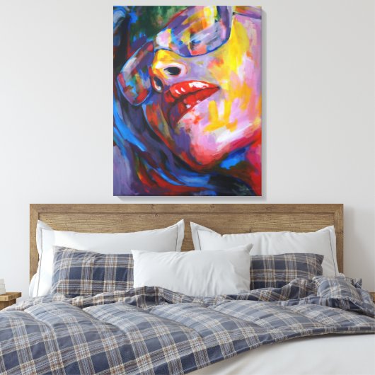 vrouwenportret met glas canvas afdruk (Insitu (Slaapkamer))