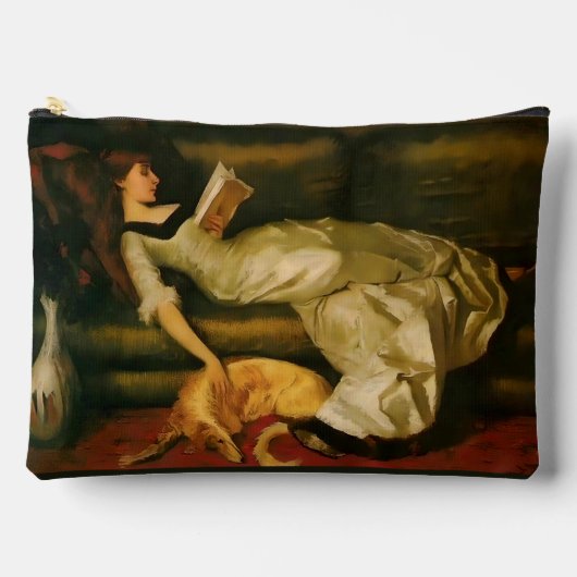  vrouwenportret met hondenaardetonen etui (Voorkant)