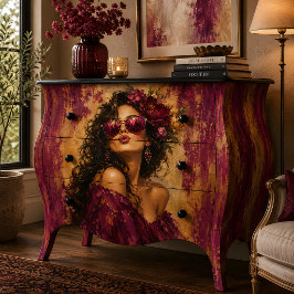 Vrouwenportret pruimen bloemrijke decoupage tissuepapier