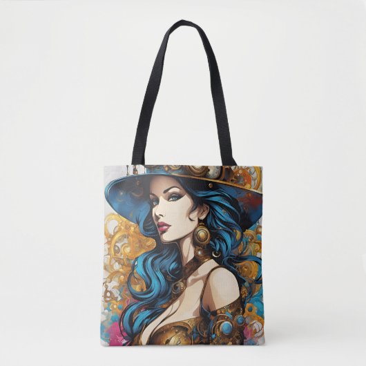 Vrouwenportret, steampunk-stijl tote bag (Voorkant)