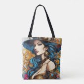 Vrouwenportret, steampunk-stijl tote bag (Achterkant)