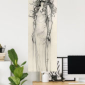 Vrouwenpotloodstudie Alphonse Mucha Art Nouveau Poster (Thuiskantoor)