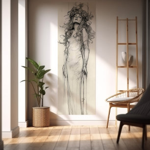 Vrouwenpotloodstudie Alphonse Mucha Art Nouveau Poster