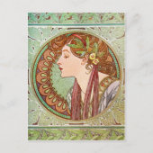 Vrouwenprofiel Alphonse Mucha Briefkaart (Voorkant)
