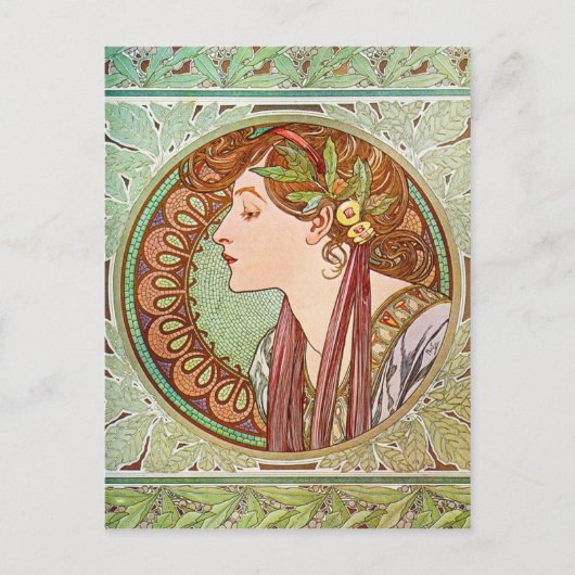 Vrouwenprofiel Alphonse Mucha Briefkaart (Voorkant)