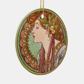 Vrouwenprofiel Alphonse Mucha Keramisch Ornament (Rechts)