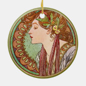 Vrouwenprofiel Alphonse Mucha Keramisch Ornament (Achterkant)