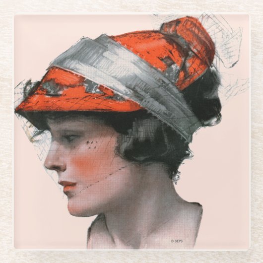 Vrouwenprofiel Glazen Onderzetter (Voorkant)