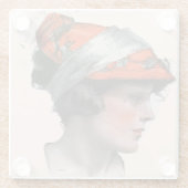 Vrouwenprofiel Glazen Onderzetter (Achterkant)