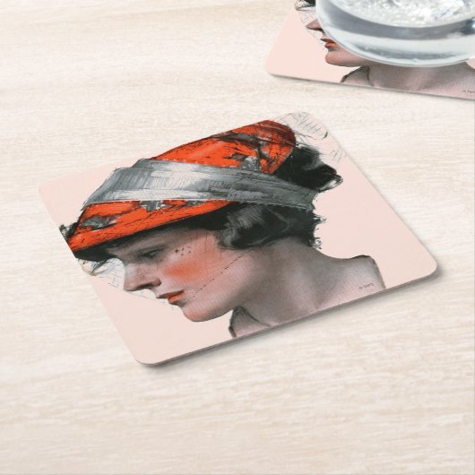 Vrouwenprofiel Kartonnen Onderzetters (Schuin)